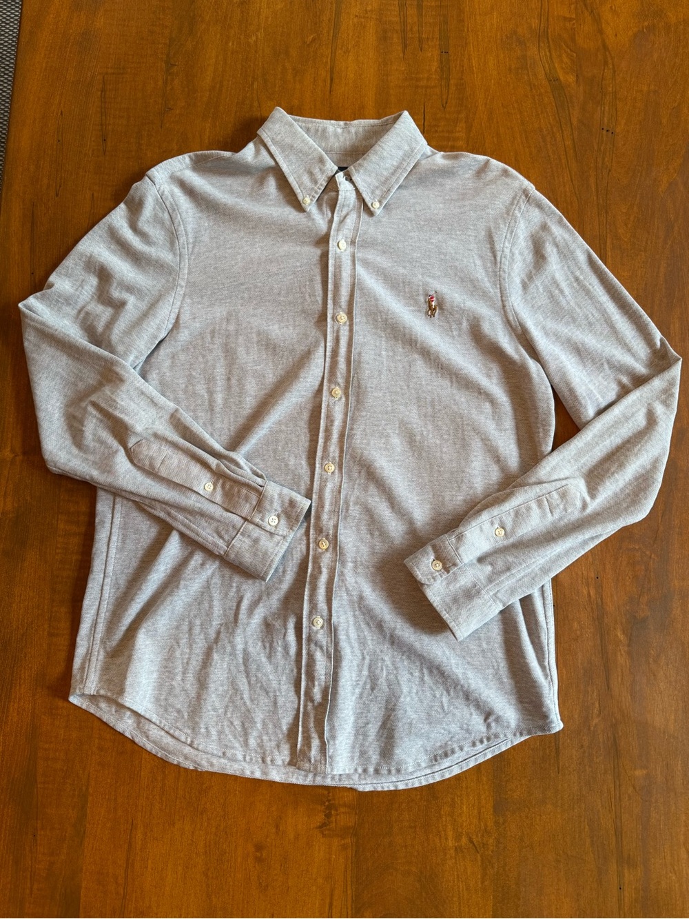 Ralph Lauren Light Gray Knit Oxford Shirt